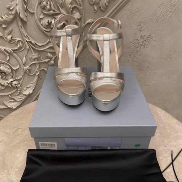 PRADA Silver Sandals Size 41 - Picture 9 of 11